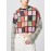 Mens Windowpane Pattern Lace Long Sleeve Cropped T-Shirt