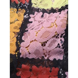 Mens Windowpane Pattern Lace Long Sleeve Cropped T-Shirt