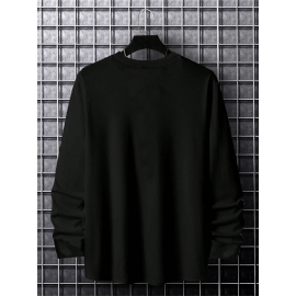 Mens Cat Face Print Crew Neck Cotton Casual Long Sleeve T-Shirts