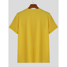 Mens Solid Rib-Knit Short Sleeve T-Shirt