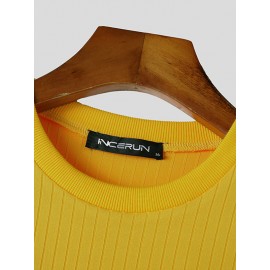 Mens Solid Rib-Knit Short Sleeve T-Shirt