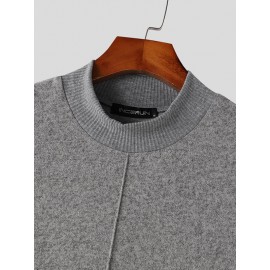 Mens Solid Half-Collar Short Sleeve Knit T-Shirt