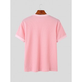 Mens Solid Waffle Knit Short Sleeve T-Shirt