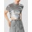 Mens Metallic Patchwork Short Sleeve Cropped T-Shirt