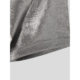 Mens Metallic Patchwork Short Sleeve Cropped T-Shirt