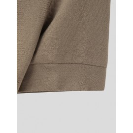 Mens Solid Half-Collar Casual Short Sleeve T-Shirt