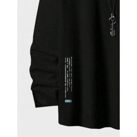 Mens Japanese Wave Ukiyoe Print Crew Neck Cotton Long Sleeve T-Shirts