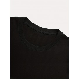 Mens Christmas Letter Print Crew Neck Short Sleeve T-Shirts