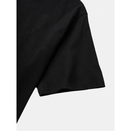 Mens Christmas Letter Print Crew Neck Short Sleeve T-Shirts