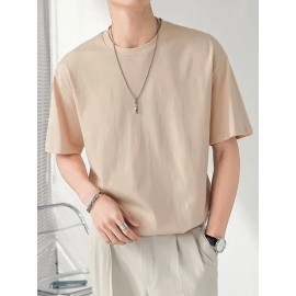 Mens Solid Crew Neck Casual Short Sleeve T-Shirt