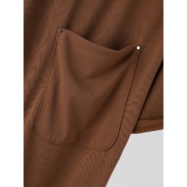 Mens Solid Large Pocket Short Sleeve T-Shirt