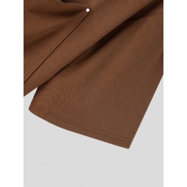 Mens Solid Large Pocket Short Sleeve T-Shirt