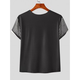 Mens Polka Dot Print Knit Short Sleeve T-Shirt