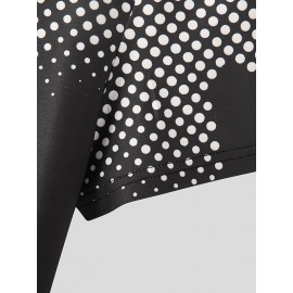 Mens Polka Dot Print Knit Short Sleeve T-Shirt