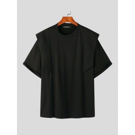 Mens Irregular Patchwork Casual Short Sleeve T-Shirt