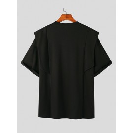 Mens Irregular Patchwork Casual Short Sleeve T-Shirt