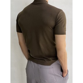 Mens Solid Crew Neck Knit Short Sleeve T-Shirt