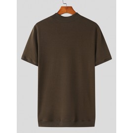 Mens Solid Crew Neck Knit Short Sleeve T-Shirt