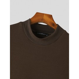 Mens Solid Crew Neck Knit Short Sleeve T-Shirt