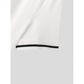 Mens Contrast Trim Lapel Knit Short Sleeve Shirt