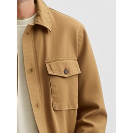 Mens Solid Flap Pocket Lapel Casual Long Sleeve Shirts Winter