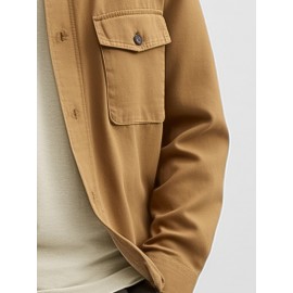 Mens Solid Flap Pocket Lapel Casual Long Sleeve Shirts Winter