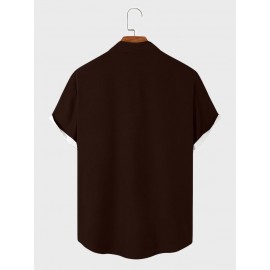 Mens Cartoon Chicken Graphic Lapel Casual Short Sleeve Shirts Winter