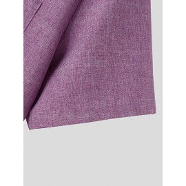 Mens Solid Stand Collar Chest Pocket Short Sleeve Shirt