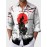 Mens Japanese Ninja Ink Splash Print Lapel Long Sleeve Shirts Winter