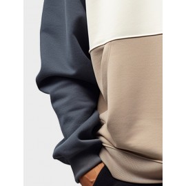 Mens Smile Face Embroidered Patchwork Kangaroo Pocket Drawstring Hoodies Winter