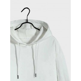 Mens Japanese Wave Back Print Kangaroo Pocket Drawstring Hoodies Winter