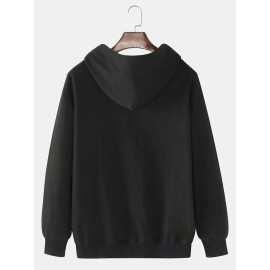 Mens Funny Smile Face Print Kangaroo Pocket Drawstring Hoodies Winter