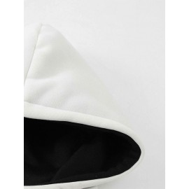 Mens Japanese Cherry Blossoms Print Contrast Patchwork Drawstring Hoodies Winter