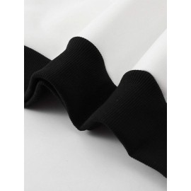 Mens Japanese Cherry Blossoms Print Contrast Patchwork Drawstring Hoodies Winter