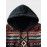 Mens Ethnic Geometric Print Kangaroo Pocket Drawstring Hoodies Winter
