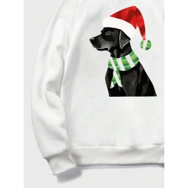 Mens Christmas Dog Graphic Casual Long Sleeve Hoodies Winter