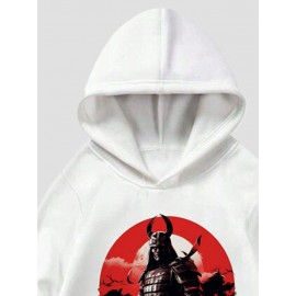 Mens Japanese Ninja Figure Graphic Long Sleeve Hoodies Winter