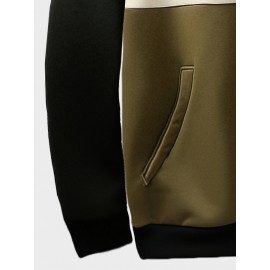 Mens Color Block Patchwork Embroidered Casual Drawstring Hoodies Winter