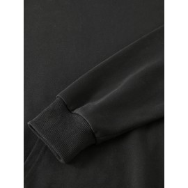 Mens Cute Cat Letter Print Kangaroo Pocket Drawstring Hoodies Winter