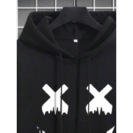 Mens Funny Smile Face Graphic Kangaroo Pocket Casual Drawstring Hoodies Winter