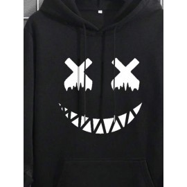Mens Funny Smile Face Graphic Kangaroo Pocket Casual Drawstring Hoodies Winter