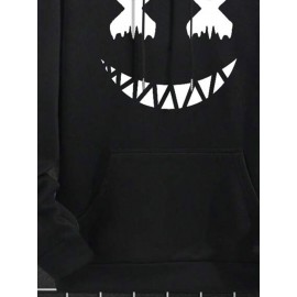Mens Funny Smile Face Graphic Kangaroo Pocket Casual Drawstring Hoodies Winter