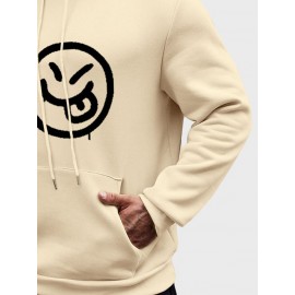 Mens Smile Face Graphic Kangaroo Pocket Casual Drawstring Hoodies Winter