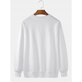 Mens Cartoon Chicken Letter Print Crew Neck Pullover Sweatshirts Winter