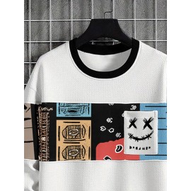 Mens Smile Ethnic Tribal Pattern Patchwork Pullover Sweatshirts Winter