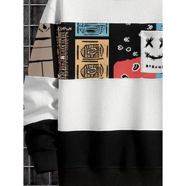 Mens Smile Ethnic Tribal Pattern Patchwork Pullover Sweatshirts Winter
