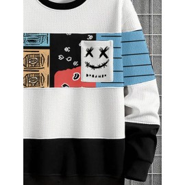 Mens Smile Ethnic Tribal Pattern Patchwork Pullover Sweatshirts Winter