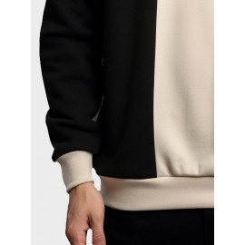 Mens Color Block Patchwork Crew Neck Casual Pullover Sweatshirts Winter