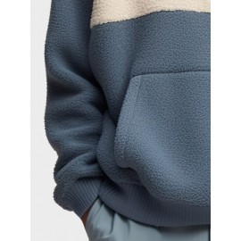 Mens Two Tone Patchwork Half Zip Fleece Pullover Sweatshirts Winter