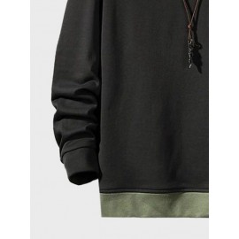 Mens Smile Print Two Tone Patchwork Pullover Sweatshirts Winter